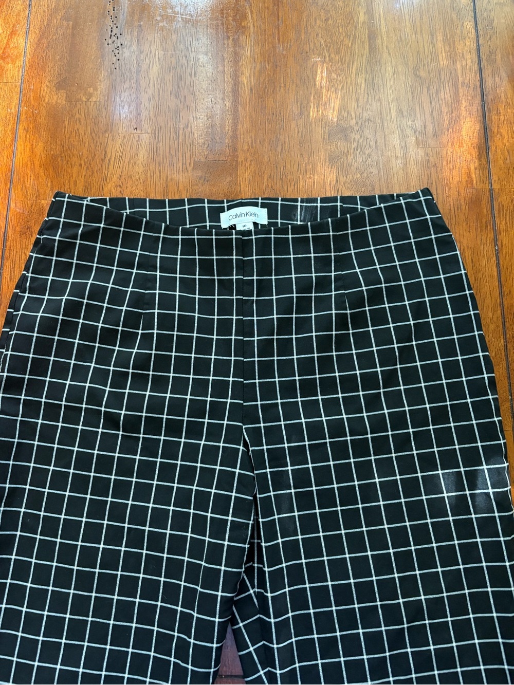 Calvin Klein Black Windowpane Grid Chinos Dress Pants